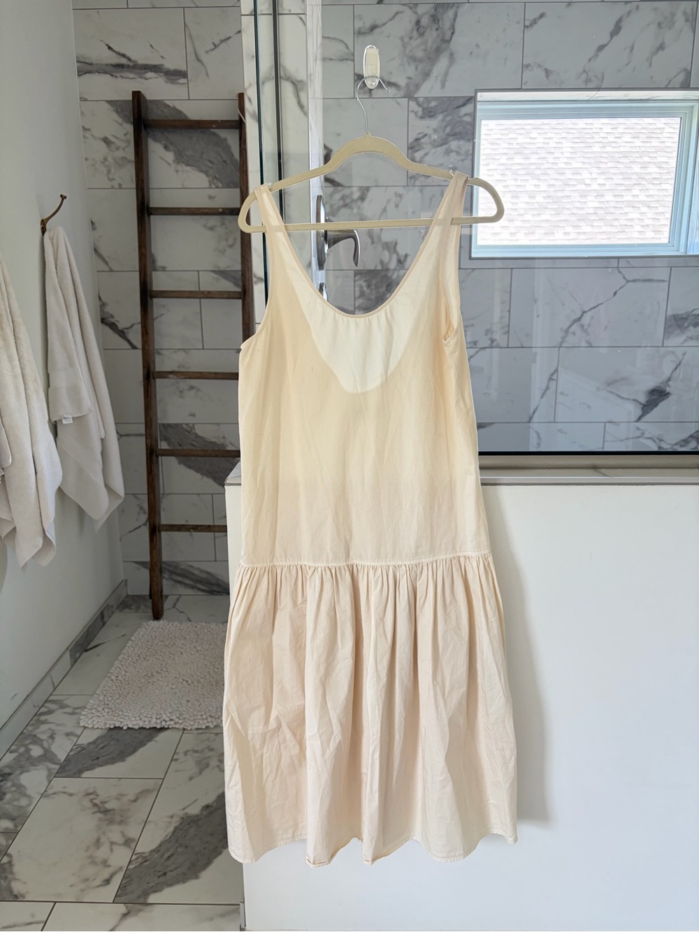 Zara Cream oversized Sleeveless Drop-Waist Dress